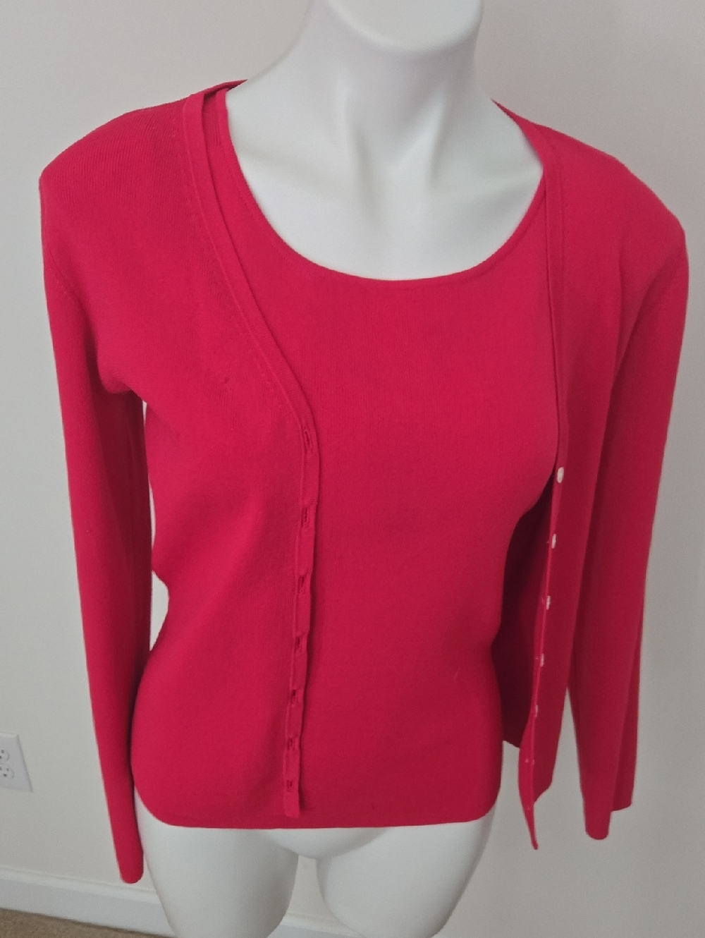 Harolds PINK, Button-Front Knit Cardigan Set